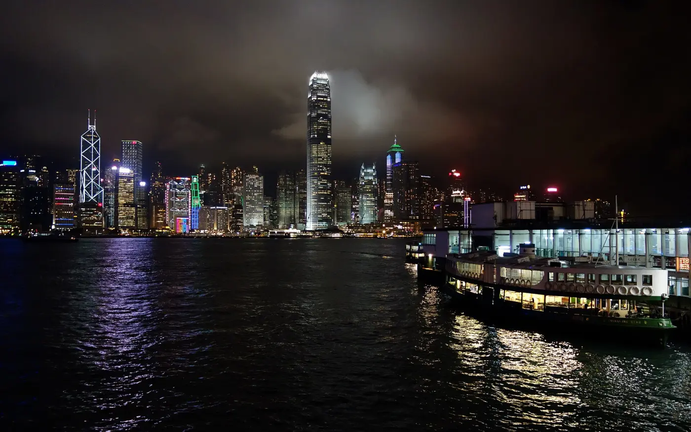 Hong Kong harbour at night